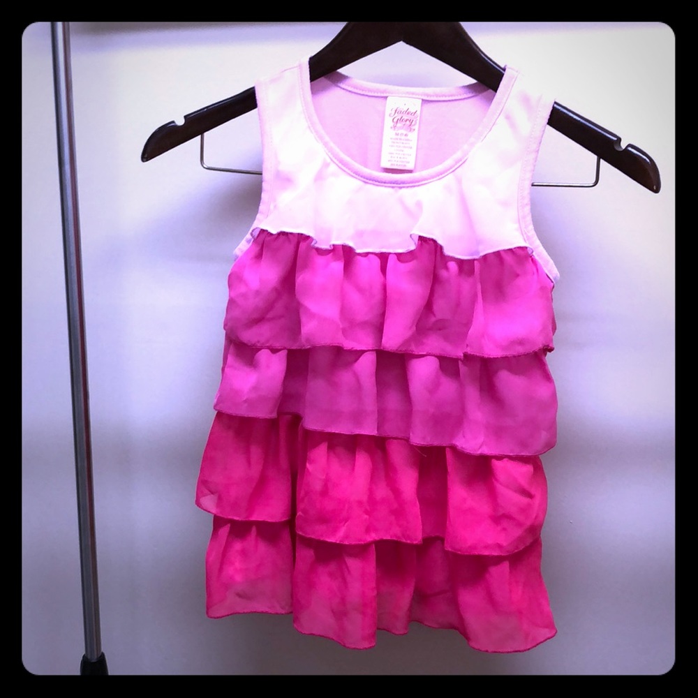 Girls pink ruffle tank top